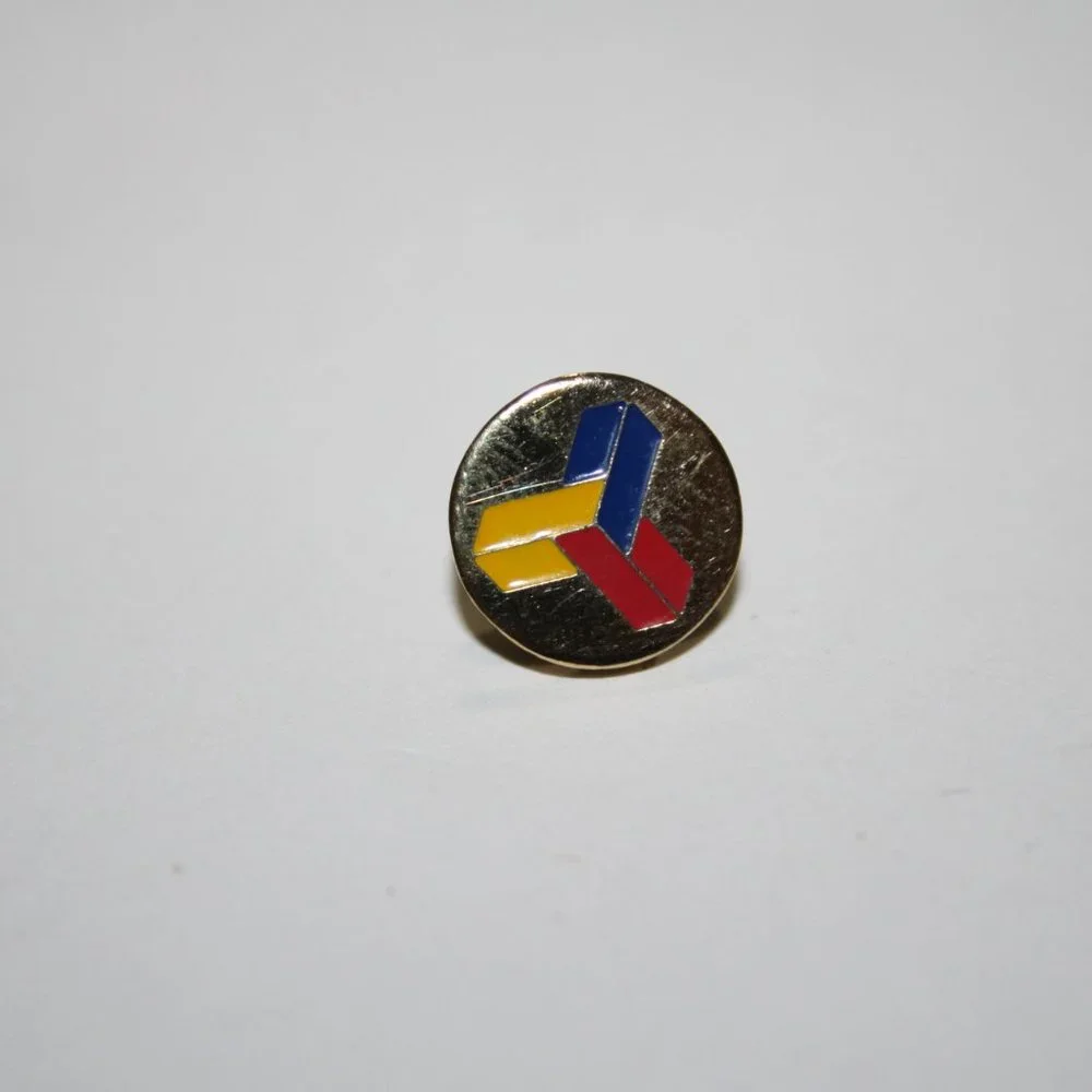 🔴🔵🟡 Men’s Gold Lapel Pin · Red, Blue & Yellow Symbol · .5